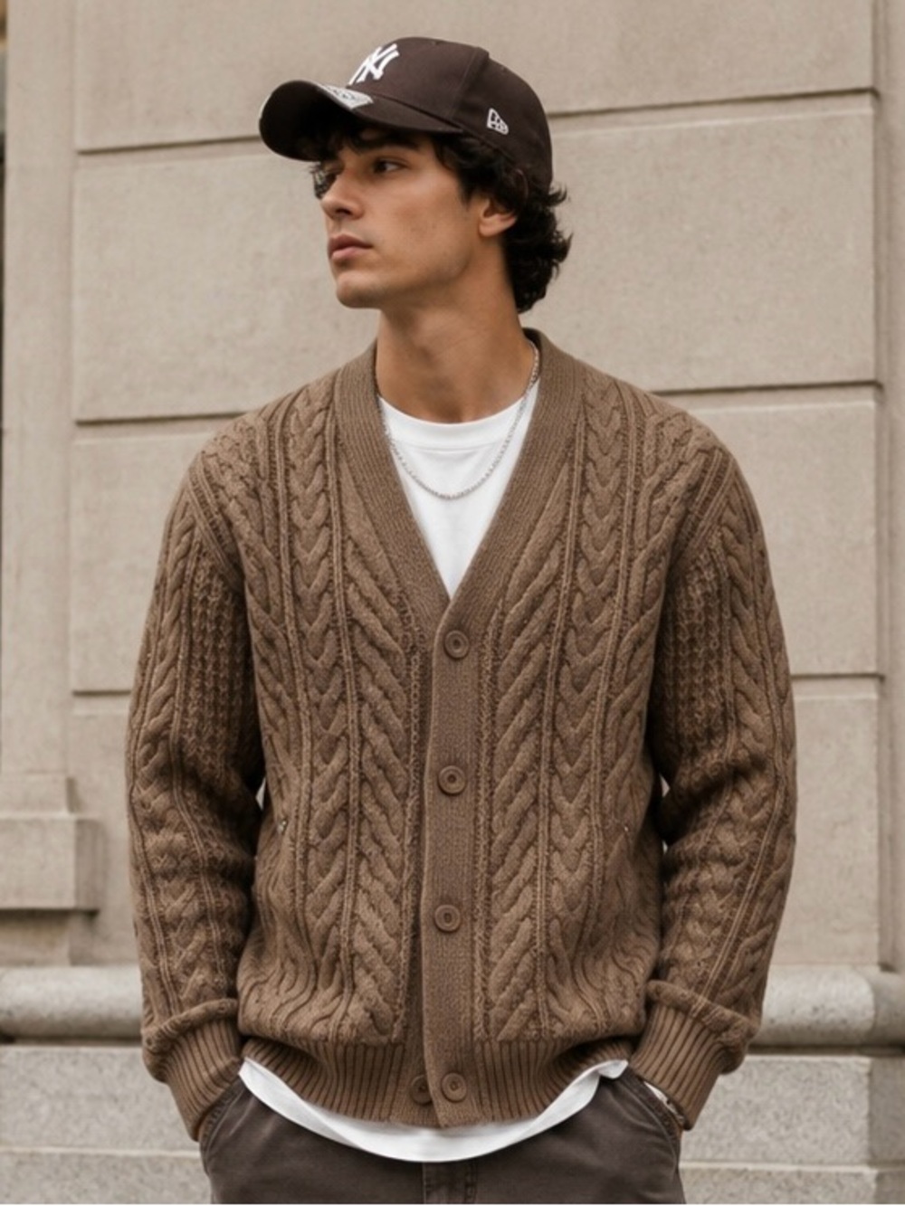 New Gu Undercover Cable Knit Cardigan Streetwear Oversized Grandpa Core Sweater